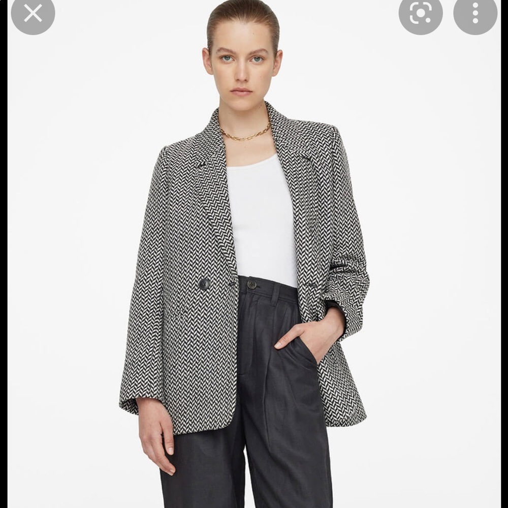 Anine Bing Fishbone Blazer Black and White M